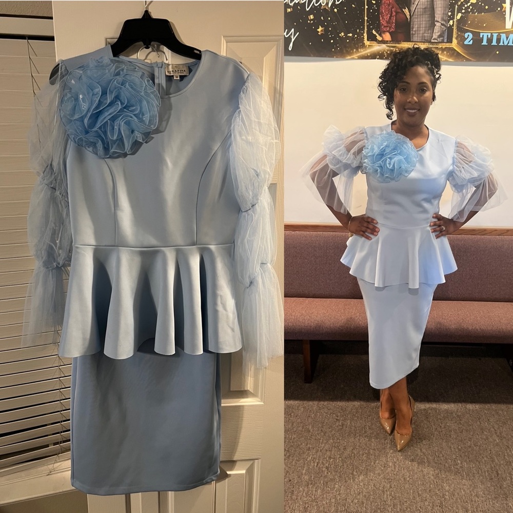 Stylish Light Blue top and skirt